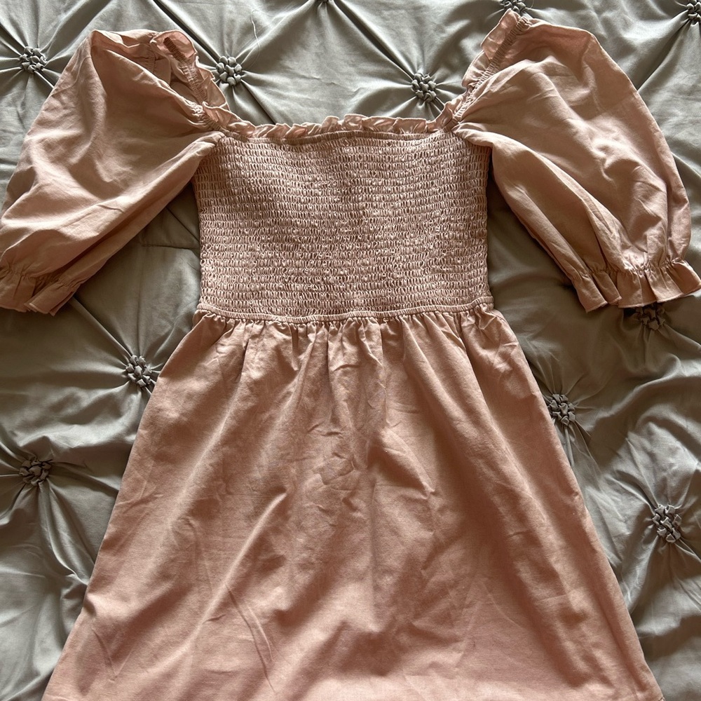 Charlie Holiday Gold Ruched Puff Sleeve Sundress